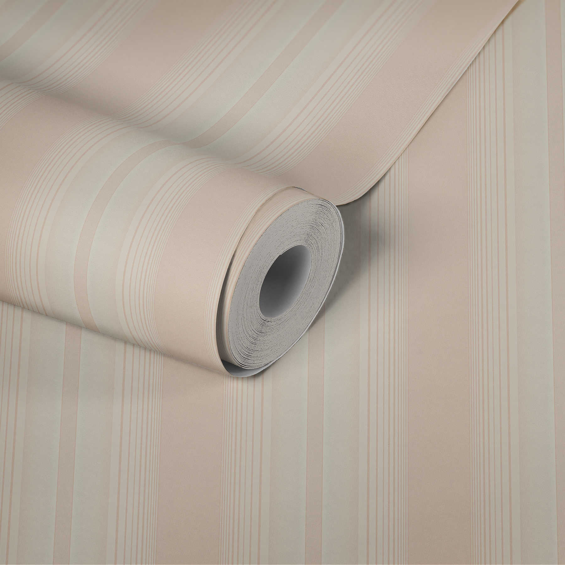             Streifen Tapete mit liniertem Muster – Creme, Rosa
        