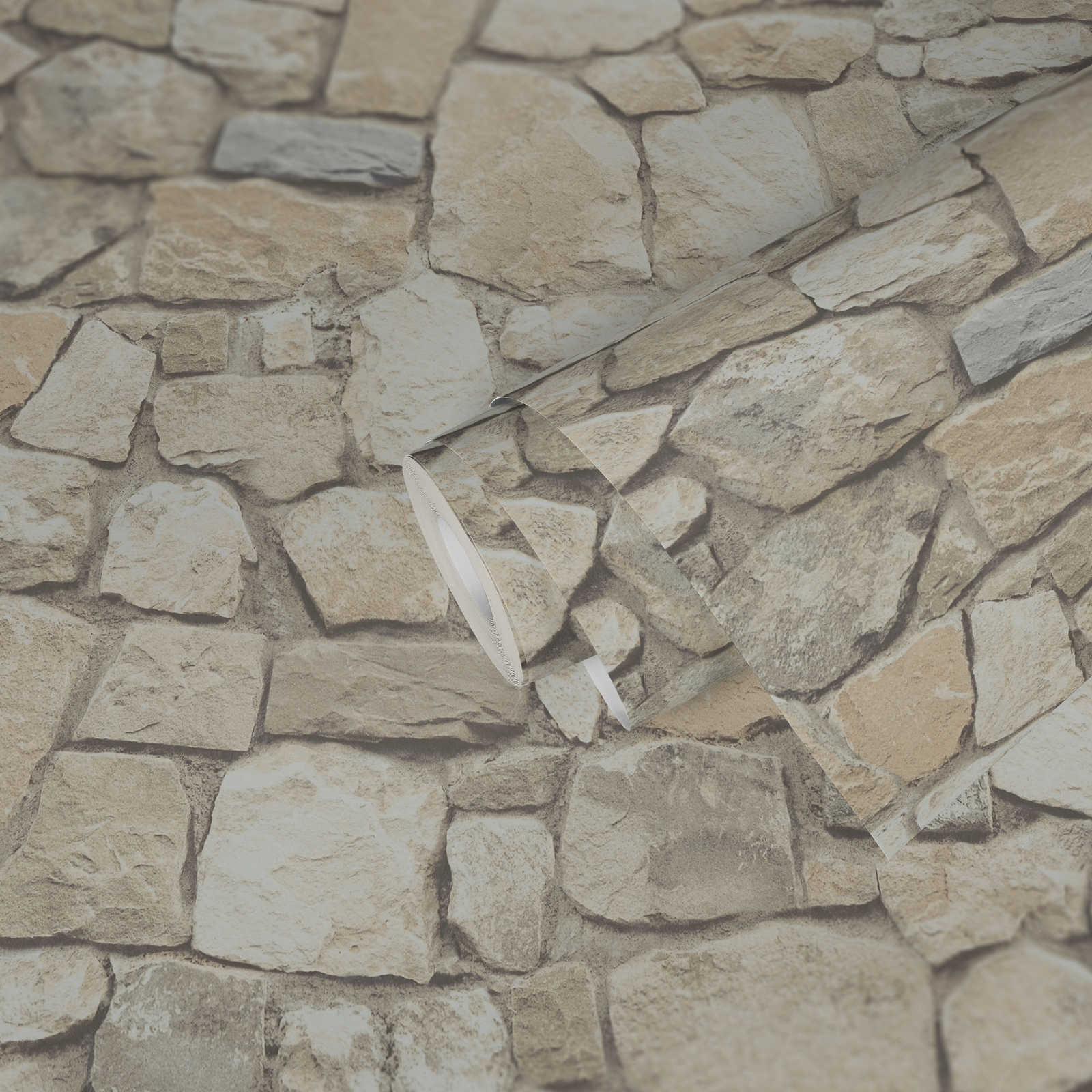             Zelfklevend behangpapier | natuursteenlook met 3D-effect - beige, crème
        