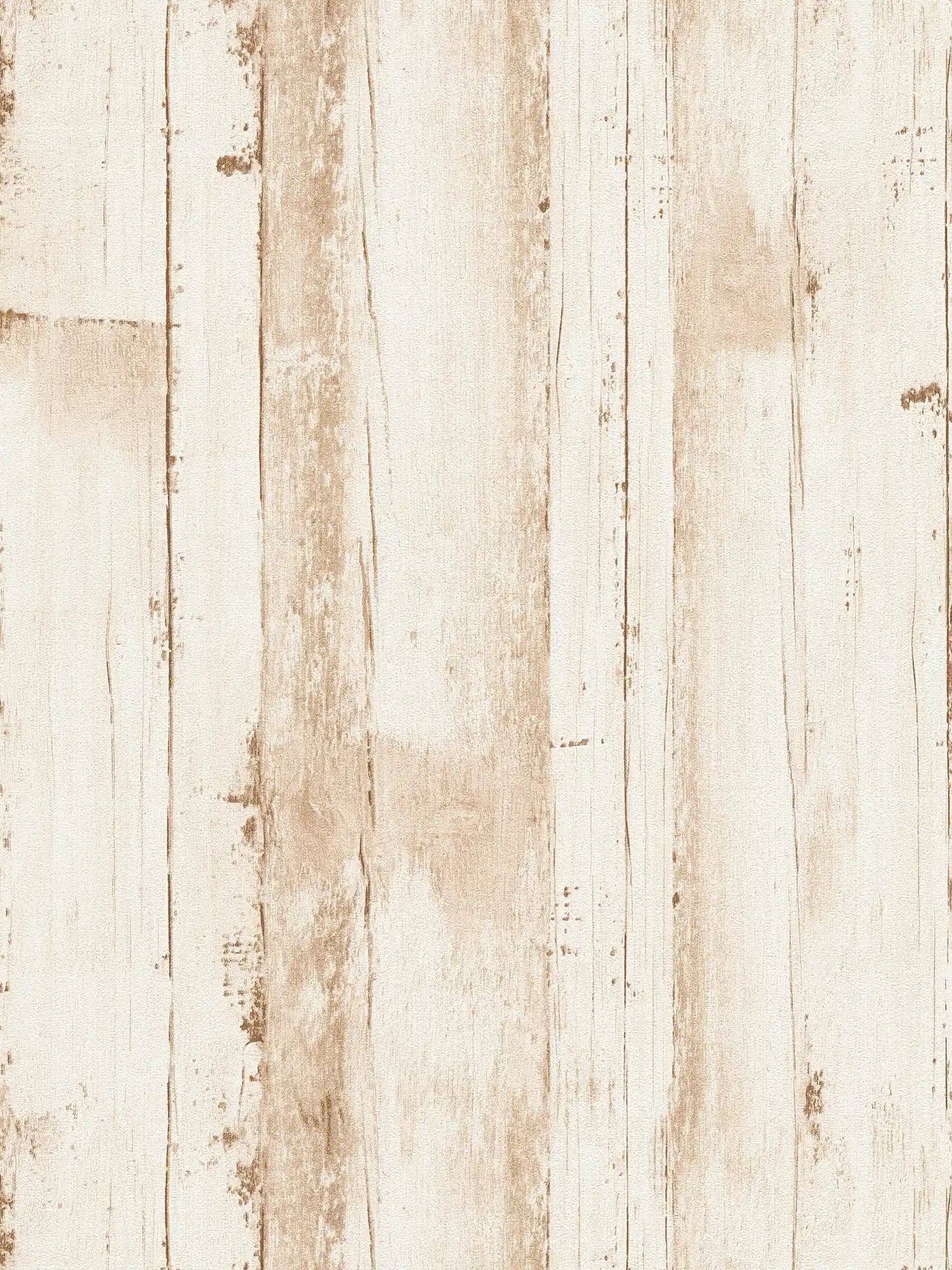 Non-woven wood wallpaper with plank look PVC-free - Beige, White