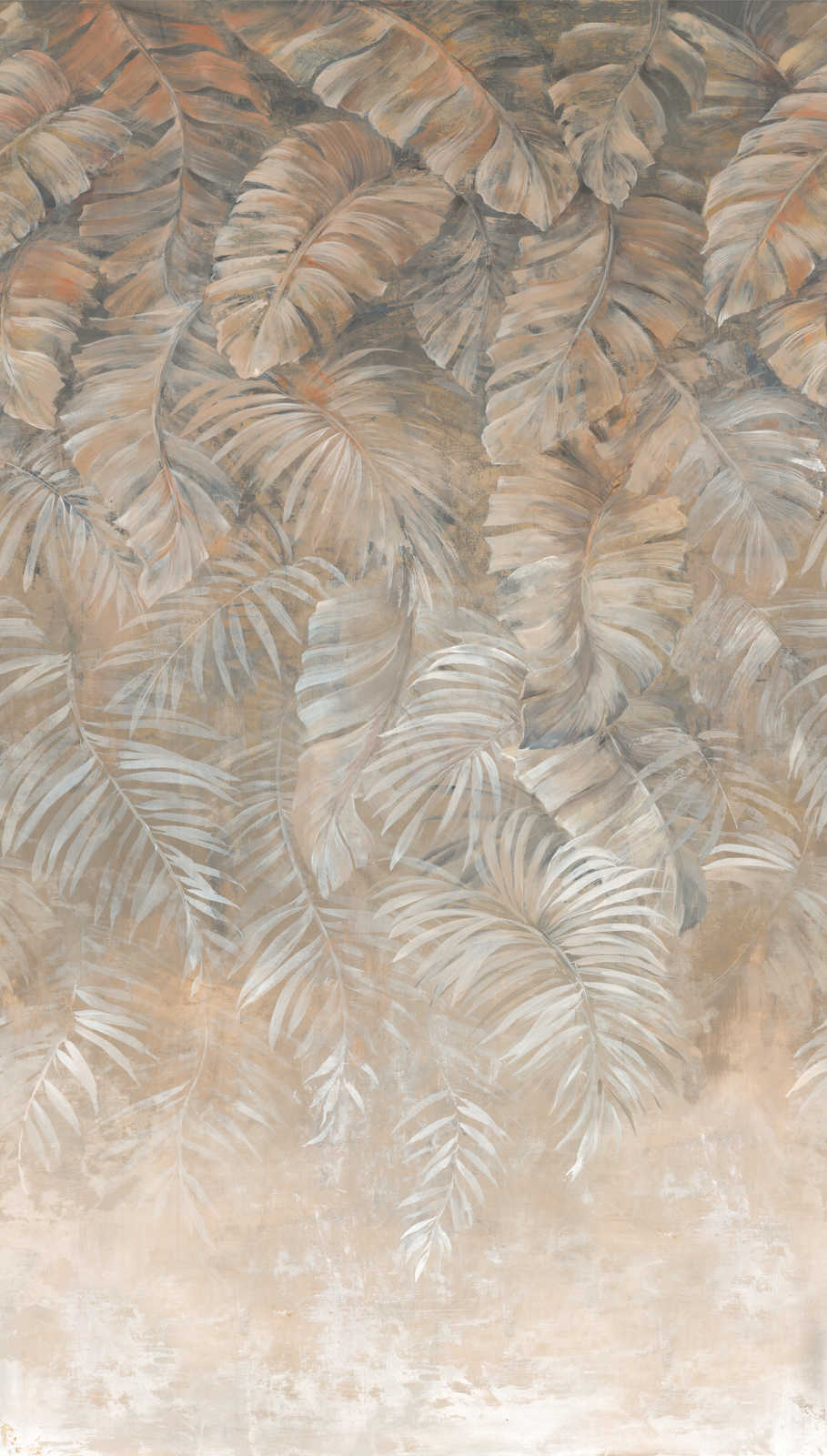 Palmenblatt, Pflanzenmuster, Wandtapete, Tropisches Design, Beige-Farben