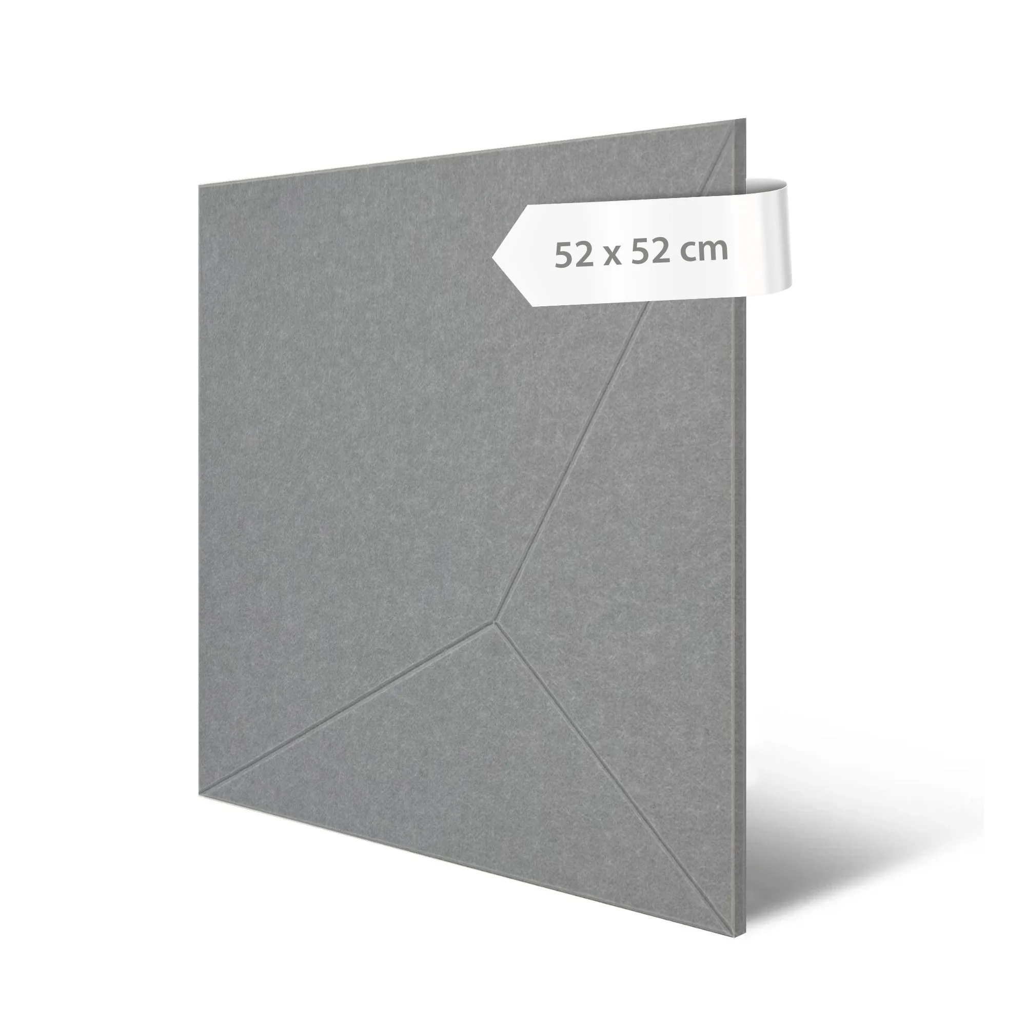Acoustic wall panels made from rPET felt with a 3D cut, 52 x 52 cm – grey