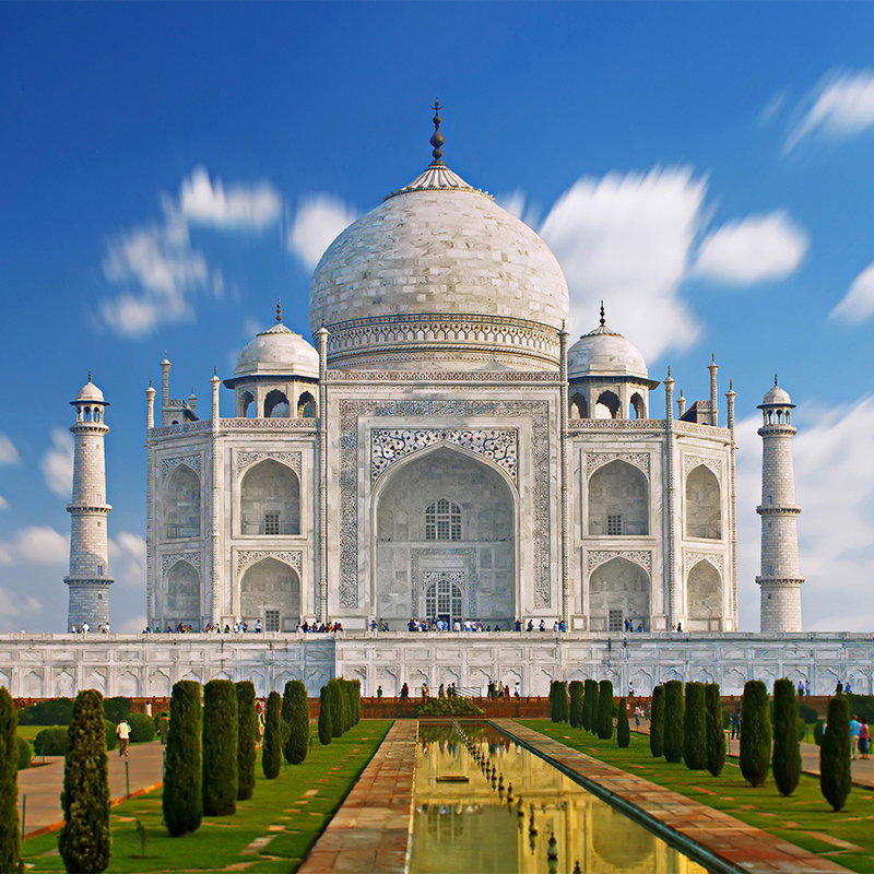 Taj Mahal, Mausoleum, Weißer Marmor, Kuppel, Gärten