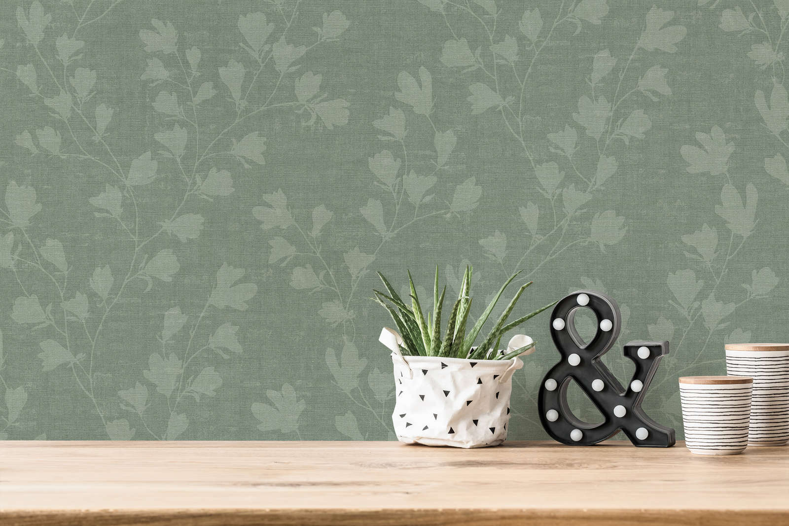             Nature wallpaper with leaf motif - green
        