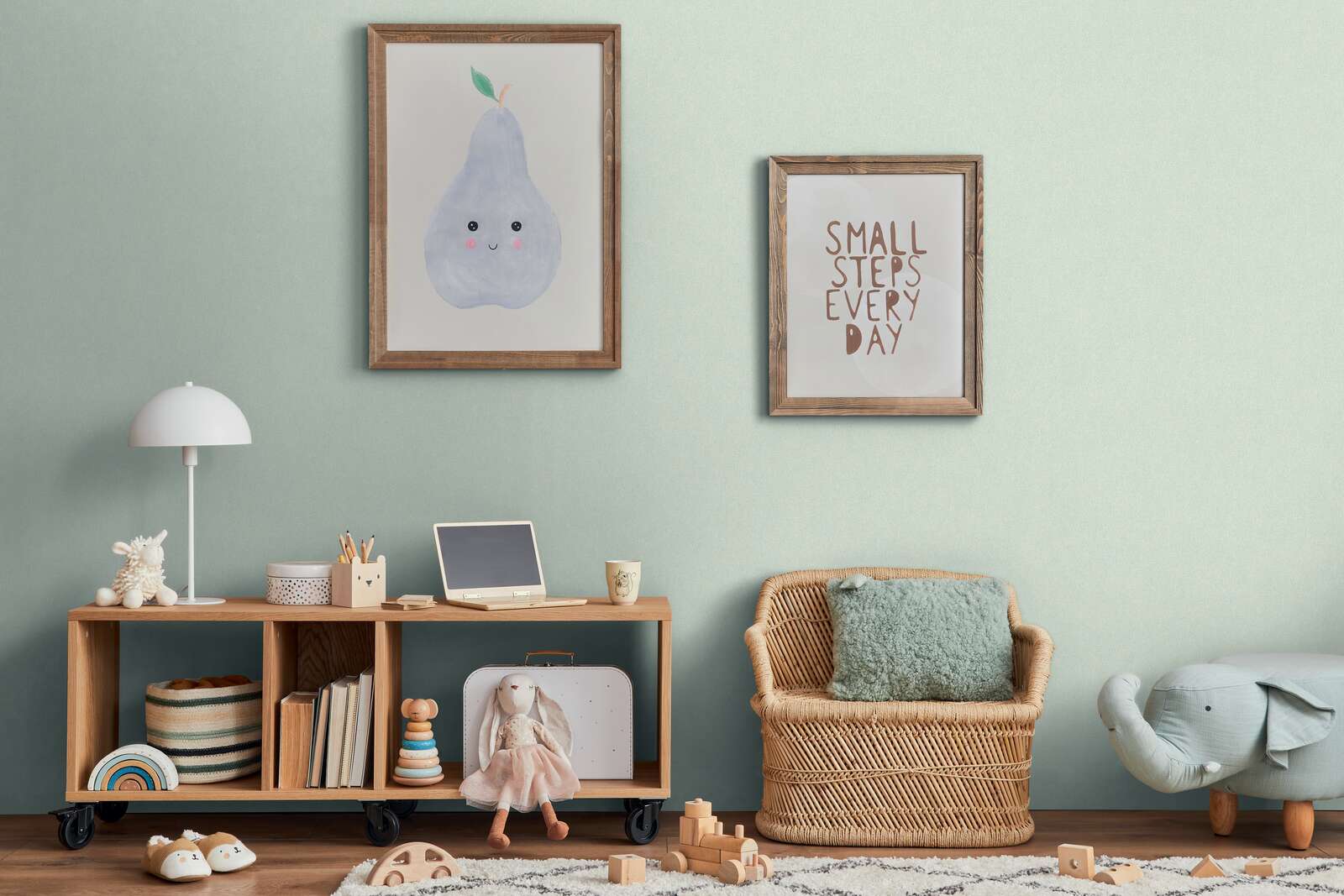 Kinderzimmer, Dekoration, Wandbild, Holzregal, Kissen