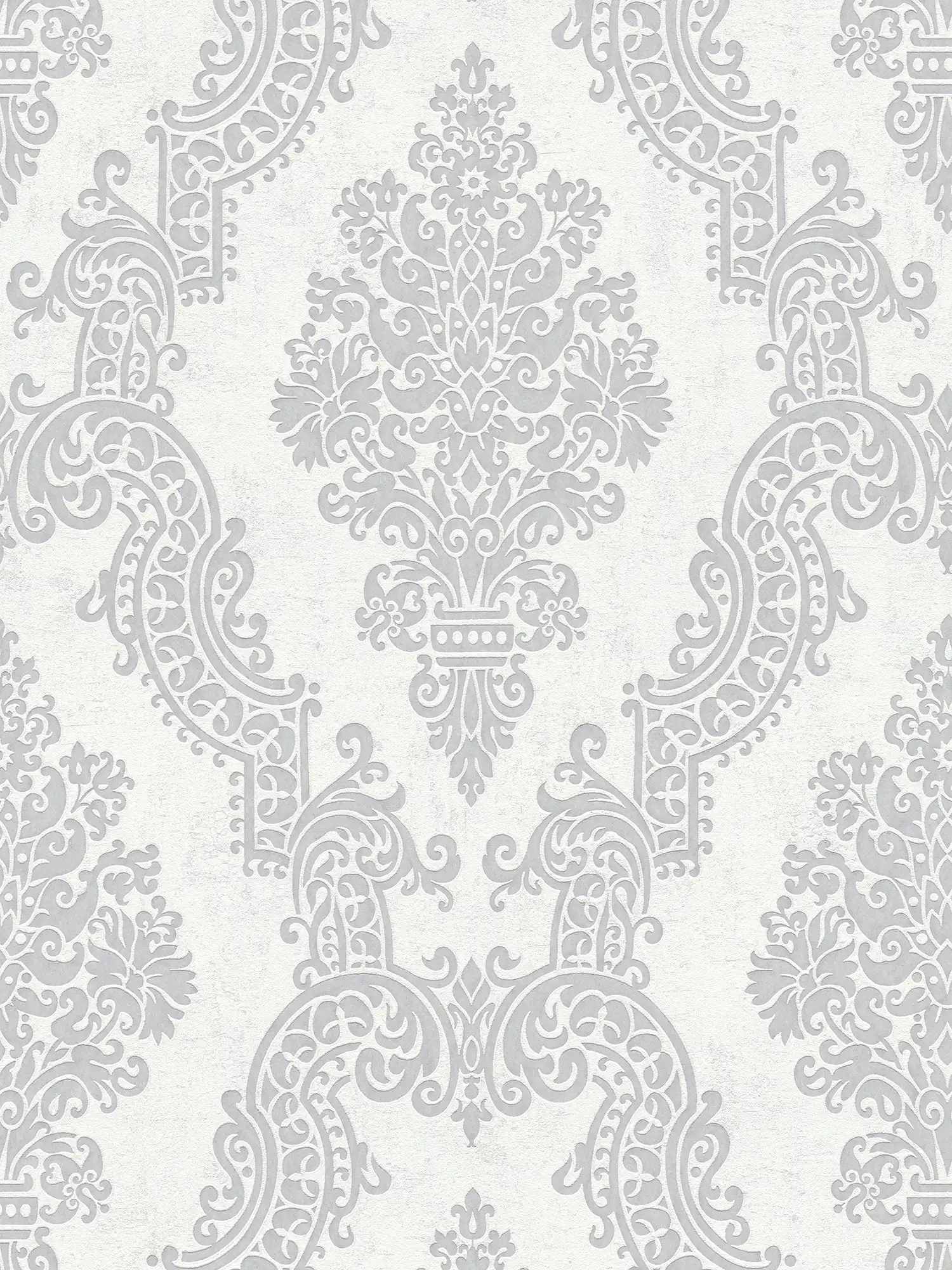         papier peint en papier intissé de style baroque avec détails scintillants - blanc, gris
    