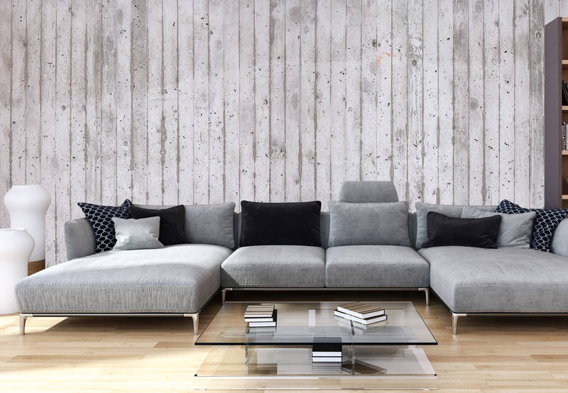             Loft Style Vliestapete – Fototapete mit heller Betonoptik und Used-Design – Grau, Weiß
        