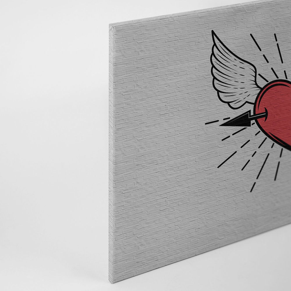             Tattoo you 1 - Leinwandbild im Rockabilly Stil, Herz-Motiv – 0,90 m x 0,60 m
        