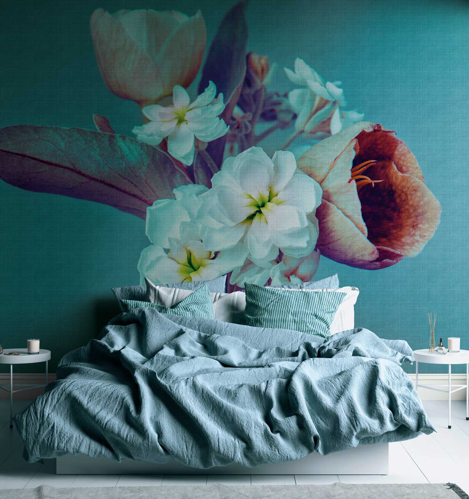             Tapeten-Neuheit | Blumen Motivtapete XXL Blumen, Türkis
        