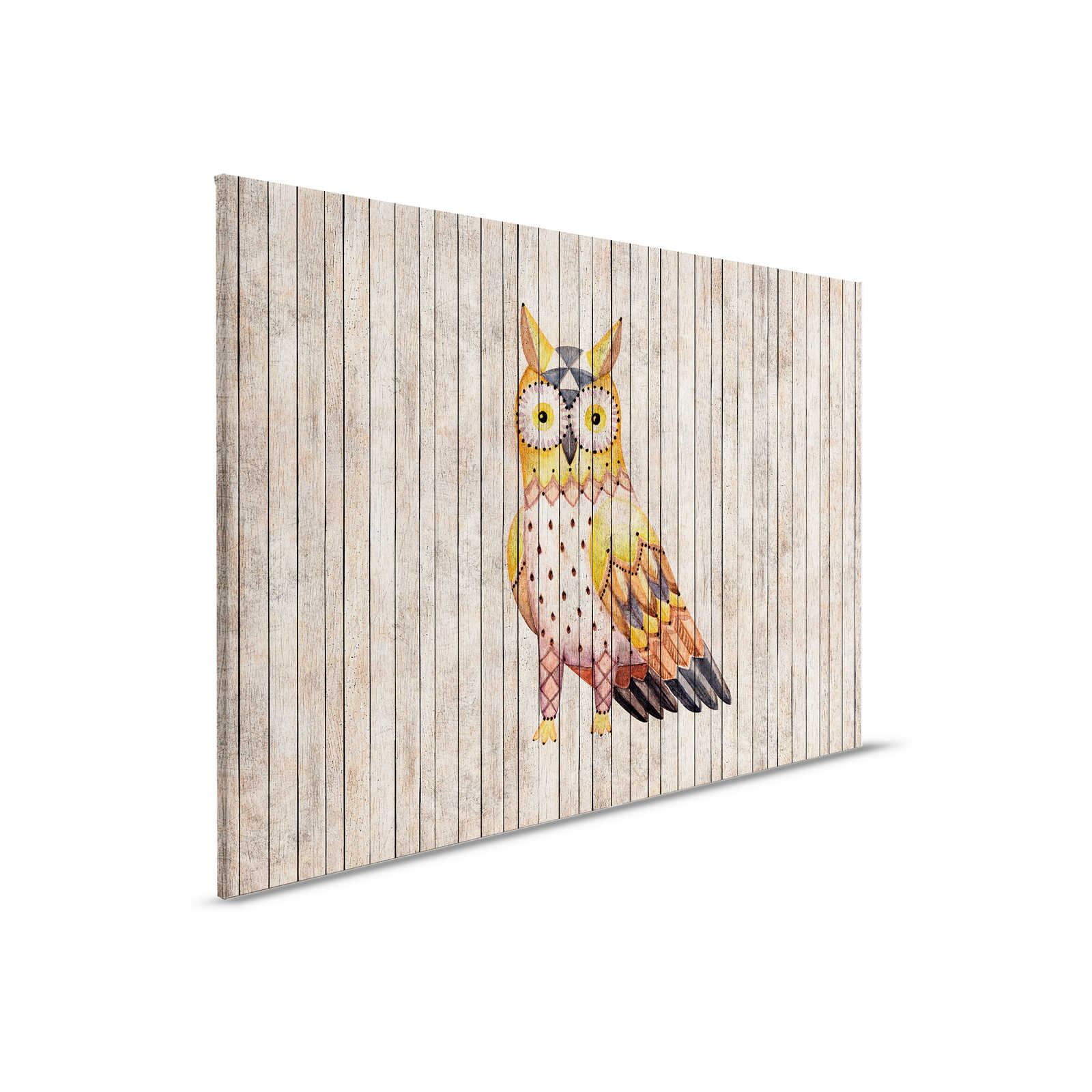         Sprookje 1 - Houten wandbord met canvas afbeelding van uil - 0.90 m x 0.60 m
    