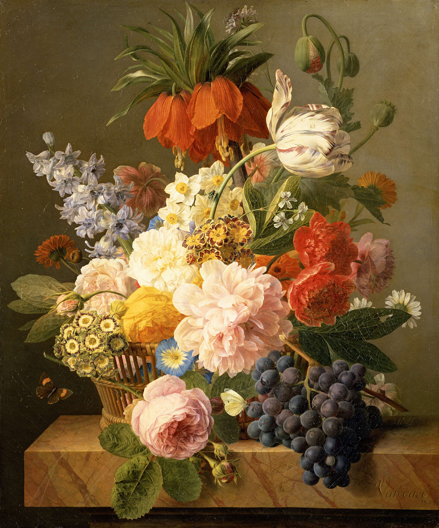 Blumenstrauß, Stilleben, Rosen, Trauben, Vase