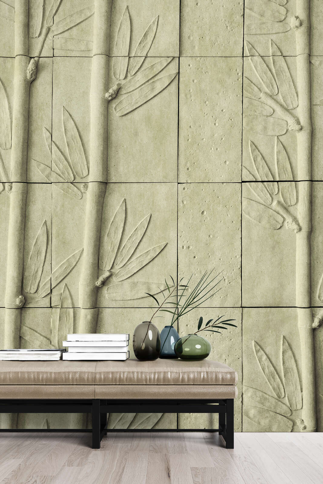 bamboo2 - Fototapete 3D Bambus Wandstruktur  Grn | Feine Sandstruktur