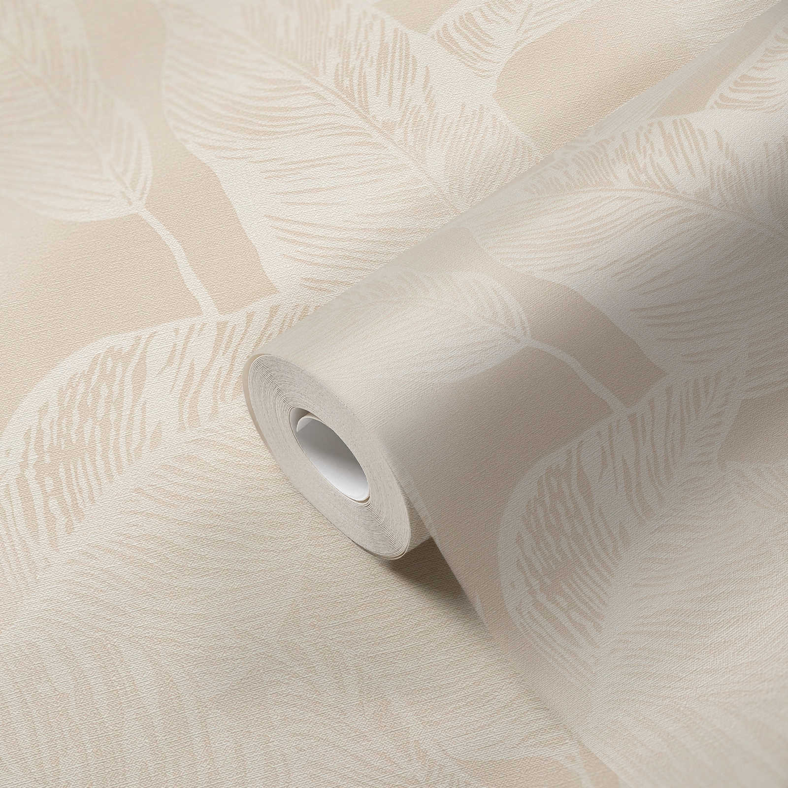 Tapetenrolle, Wandtapete, Papierkunst, Beige Farbe, Blättermuster