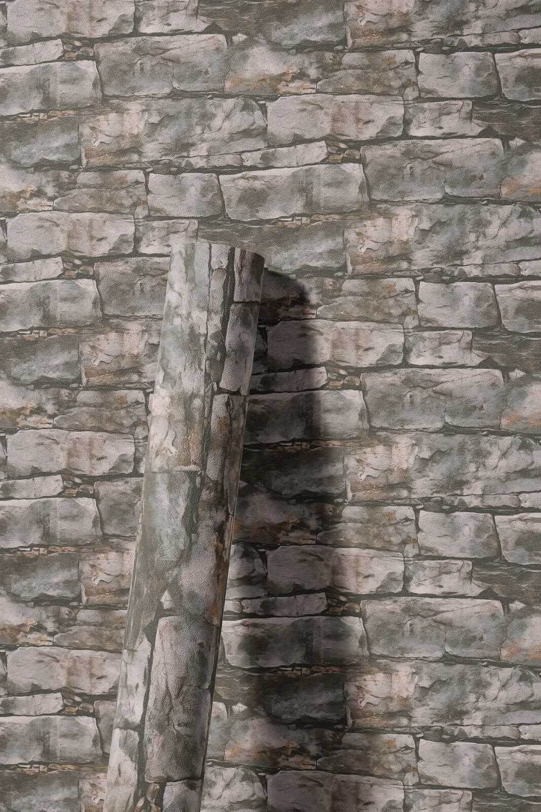             3D Naturstein Mauerwerk Vliestapete im natürlichen Steinoptik Design – Grau, Braun
        