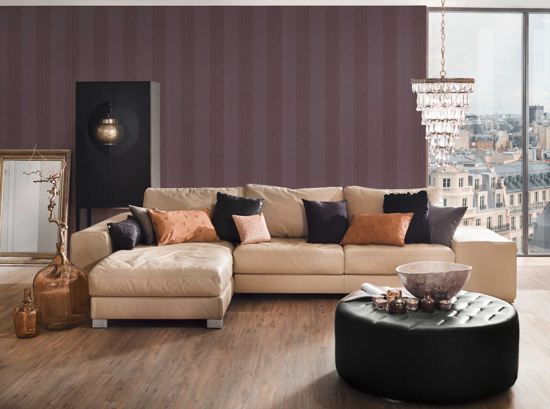 Barocktapete mit Ornamentmuster &amp; Struktureffekt – Lila