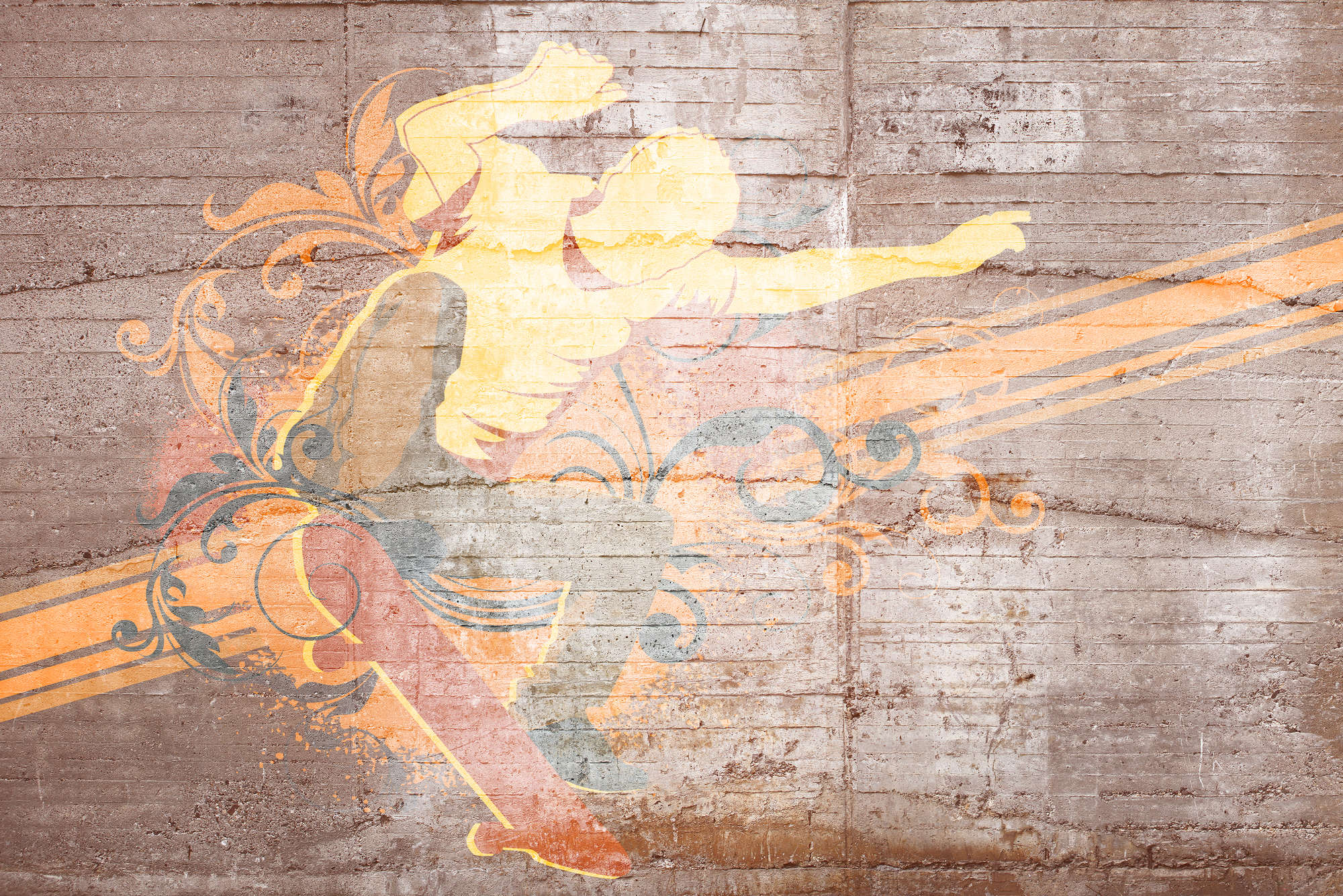             Graffiti Fototapete Skateboarder Grafik and Betonwand auf Premium Glattvlies
        