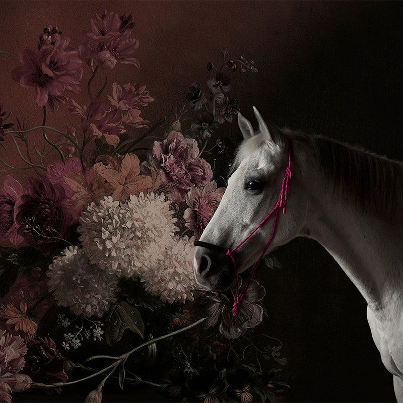        Papier peint Portrait de cheval avec fleurs - Walls by Patel
    