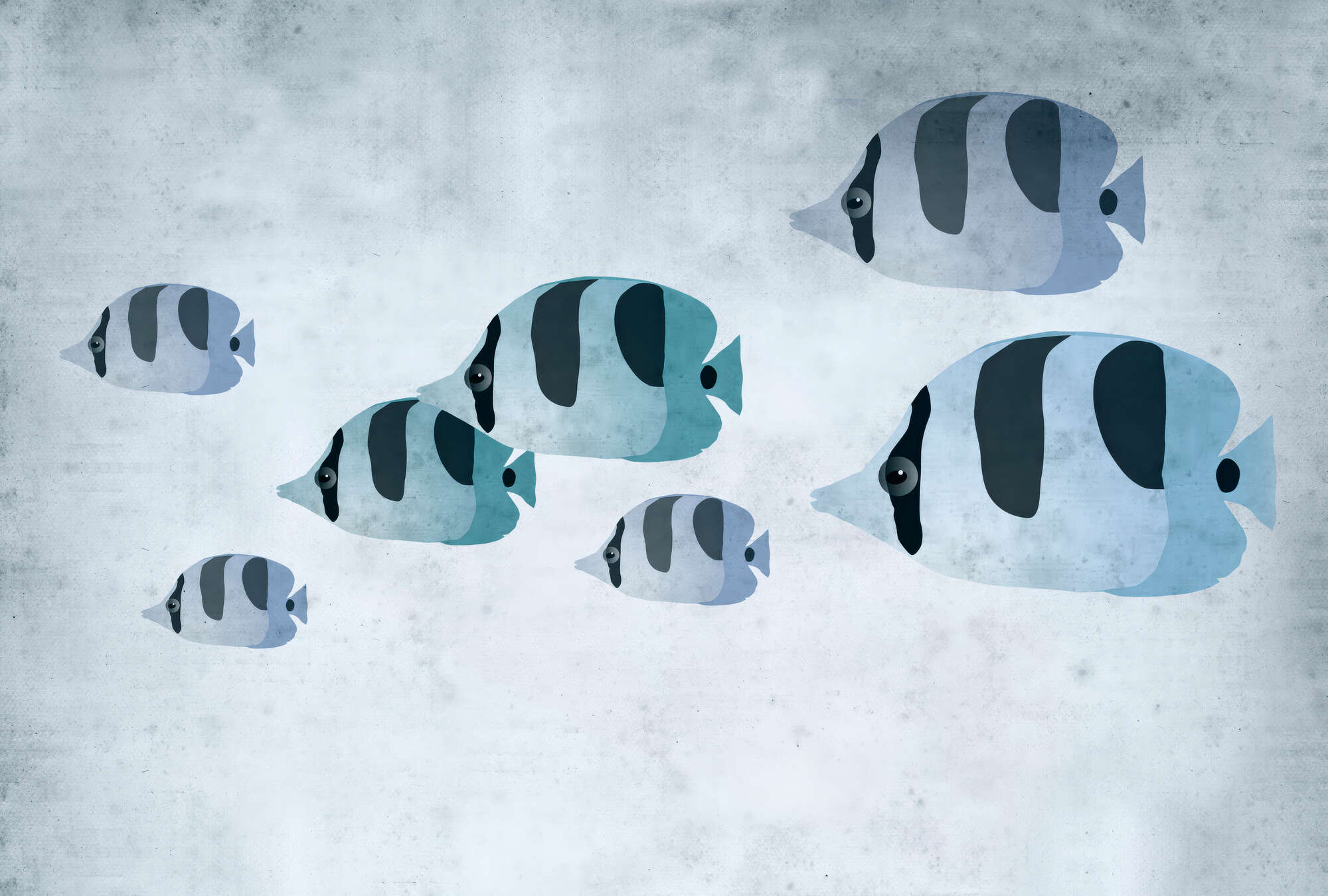 fisch, meer, illustration, pattern, blau