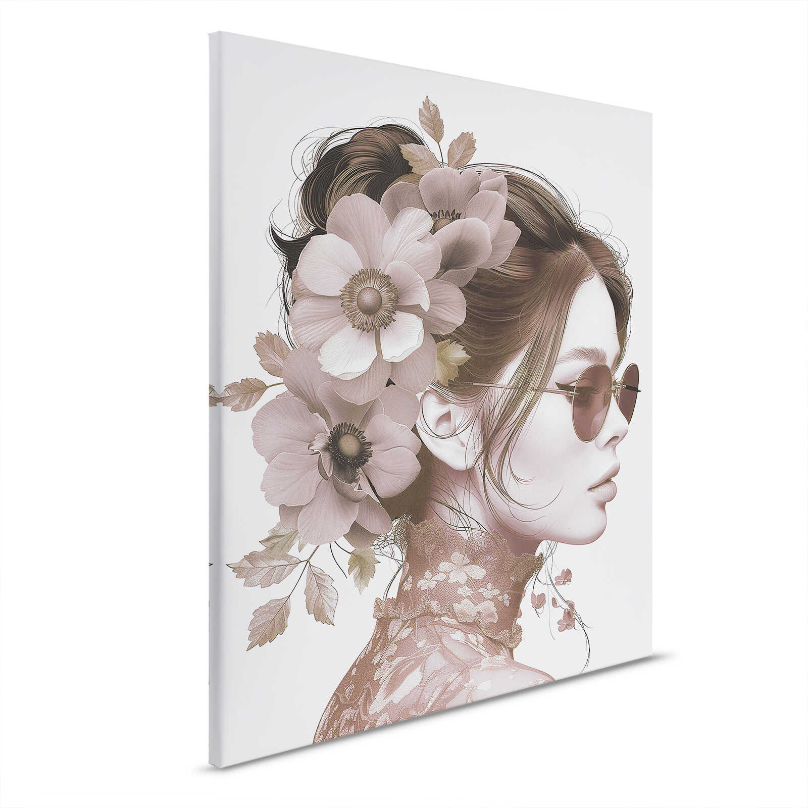         Leinwandbild Blumenportrait - Romantische Komposition in Sepia – 40 x 50 cm - Rosa, Grau
    