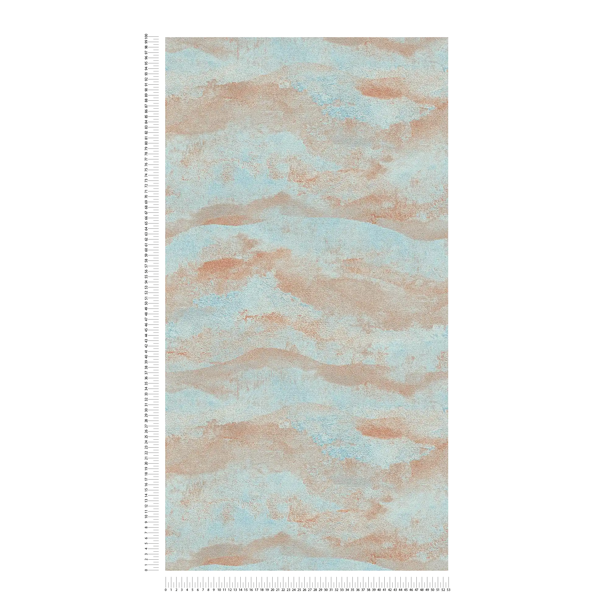             Lebhafte Vliestapete mit exklusivem Wellenmuster und feiner, gläzender Textilstruktur – Hellblau, Braun, Metallic
        