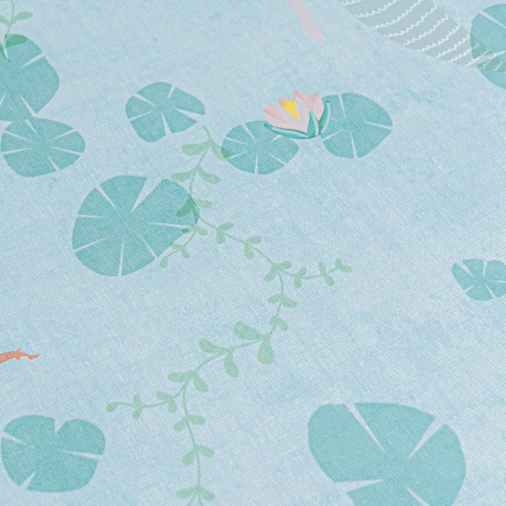             Kinderzimmer Vliestapete - Zauberhafte Unterwasserwelt mit Meerjungfrauen und Seerosen – Blau, Bunt, Grün
        