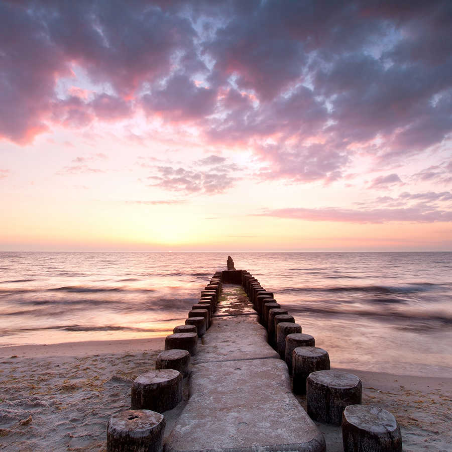 pier, jetty, concrete walkway, ocean, sunset