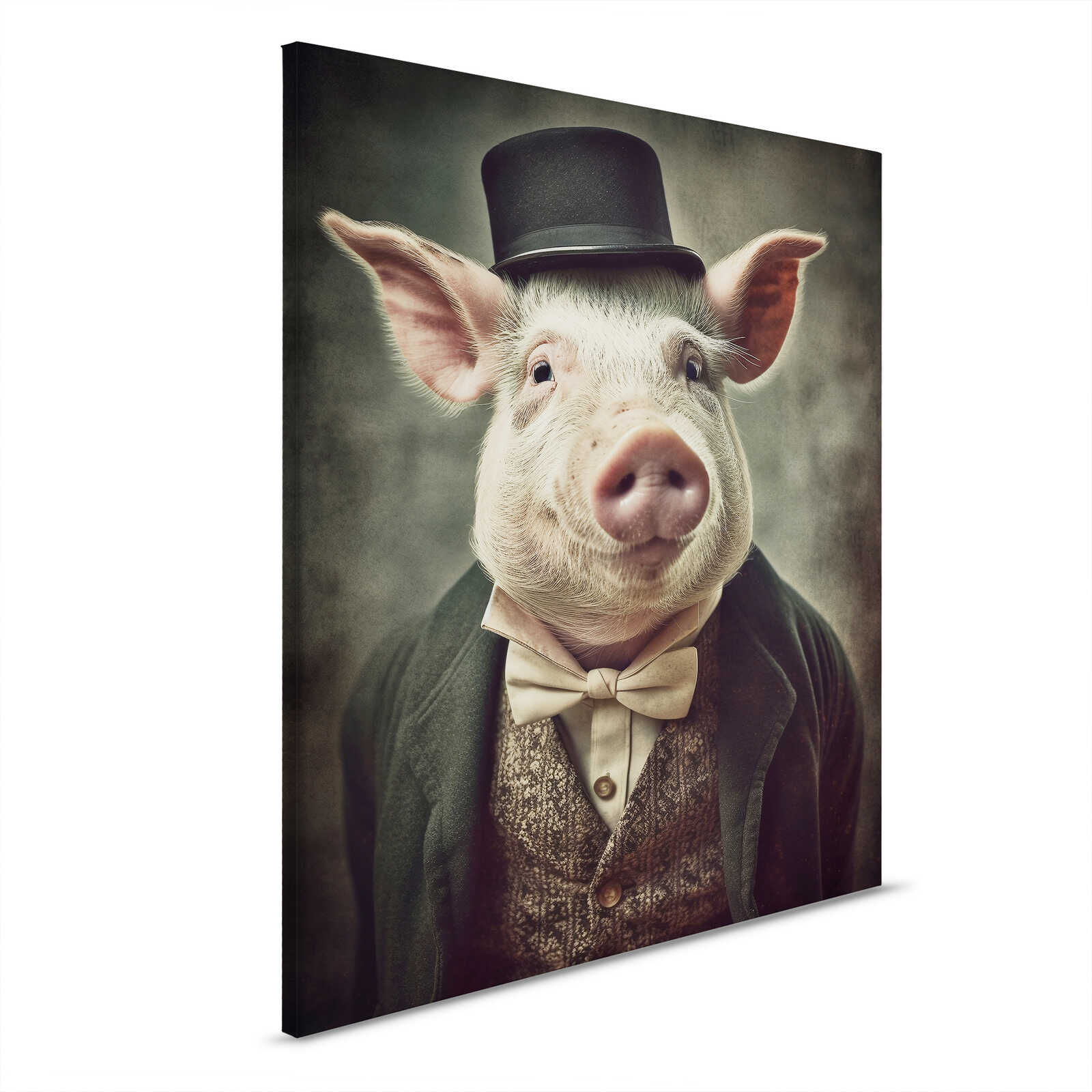         Cochon élégant - Toile élégante pour les amoureux des animaux - 40 x 50 cm - Noir, Blanc
    