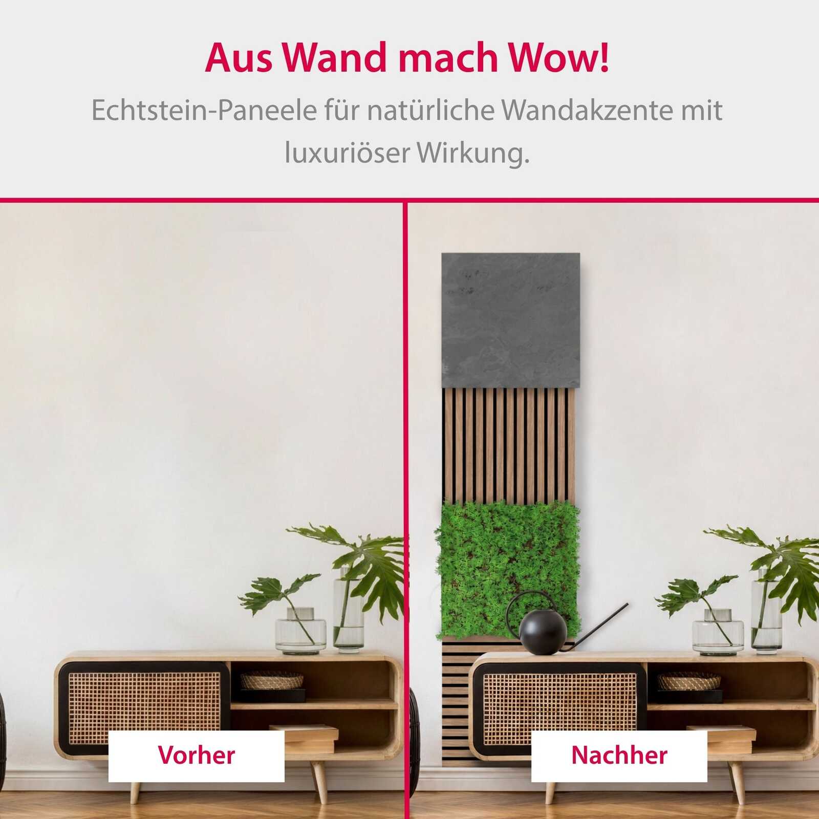Wandpaneel, Echtstein, Wandverkleidung, Granitoptik, Patinierter Look