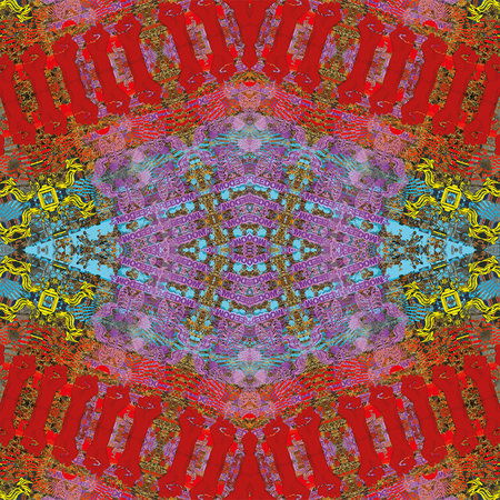         Muurschildering met caleidoscoop effect & intense kleuren
    