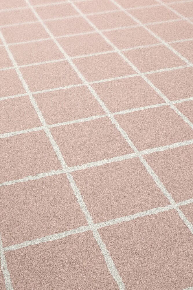             Vliestapete mit gezeichneten Netz-Muster – Rosa, Weiß
        