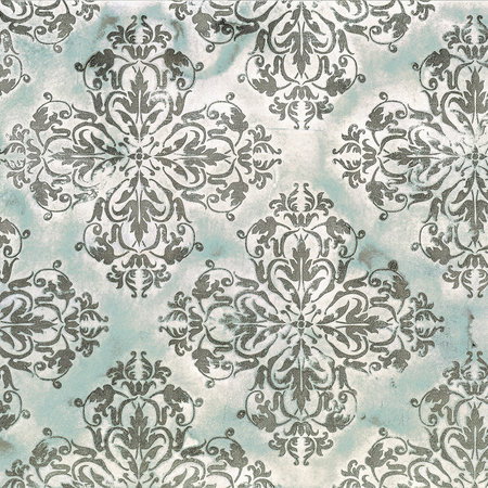 Wallpaper, Damask, Pattern, Floral, Turquoise-gray