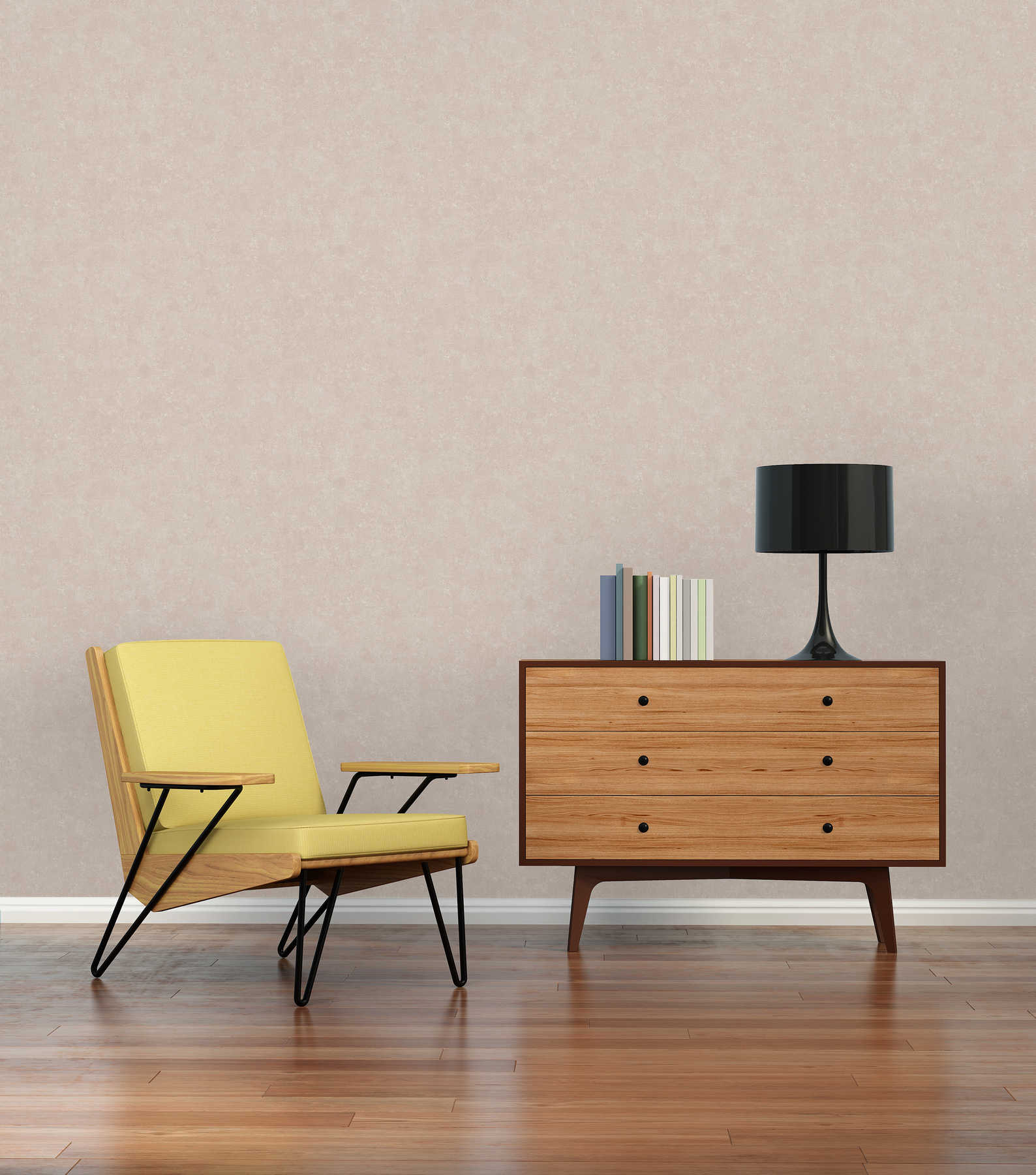             Tapete mit dezenter Farbmusterung im Used-Look – Rosa
        