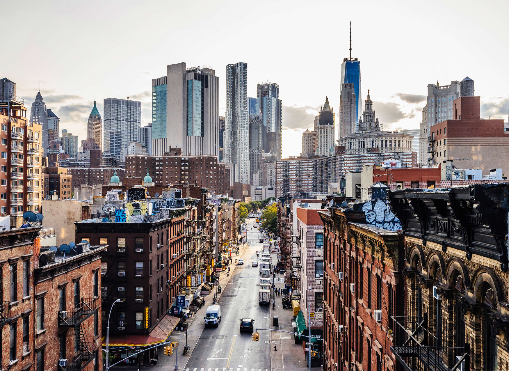             New York Fototapete mit Skyline – Braun, Grau, Weiß
        