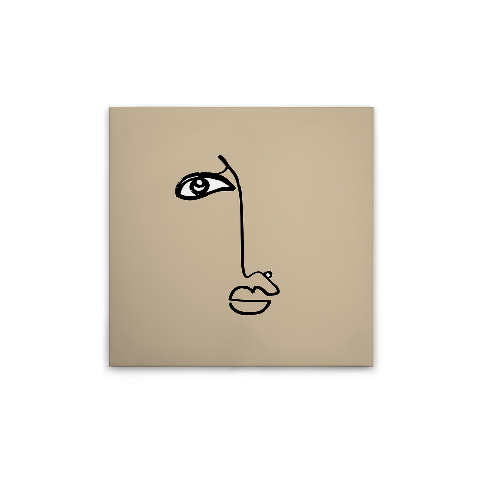 Abstraktes Gesicht - Leinwandbild in klaren Linien – 30 x 30 cm - Braun, Schwarz