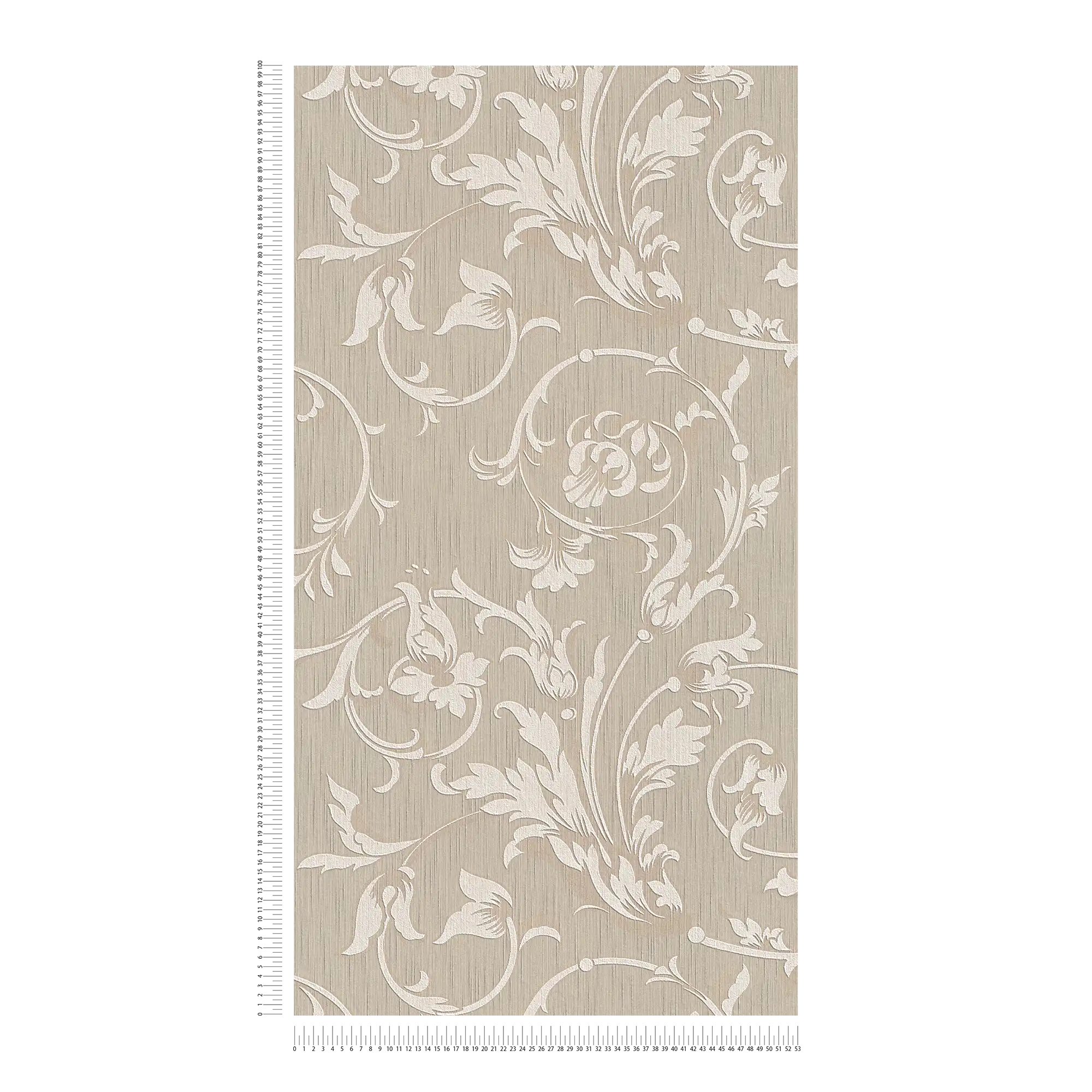            Tapete Kolonial Stil mit floralen Ornamenten – Beige
        