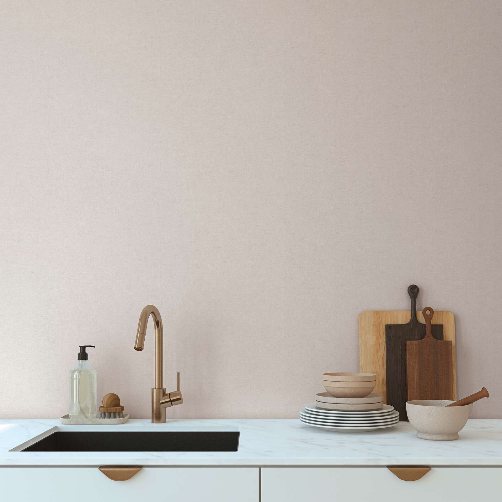 Minimalistische Struktur als Vliestapete mit sanfter Bewegung - Beige
