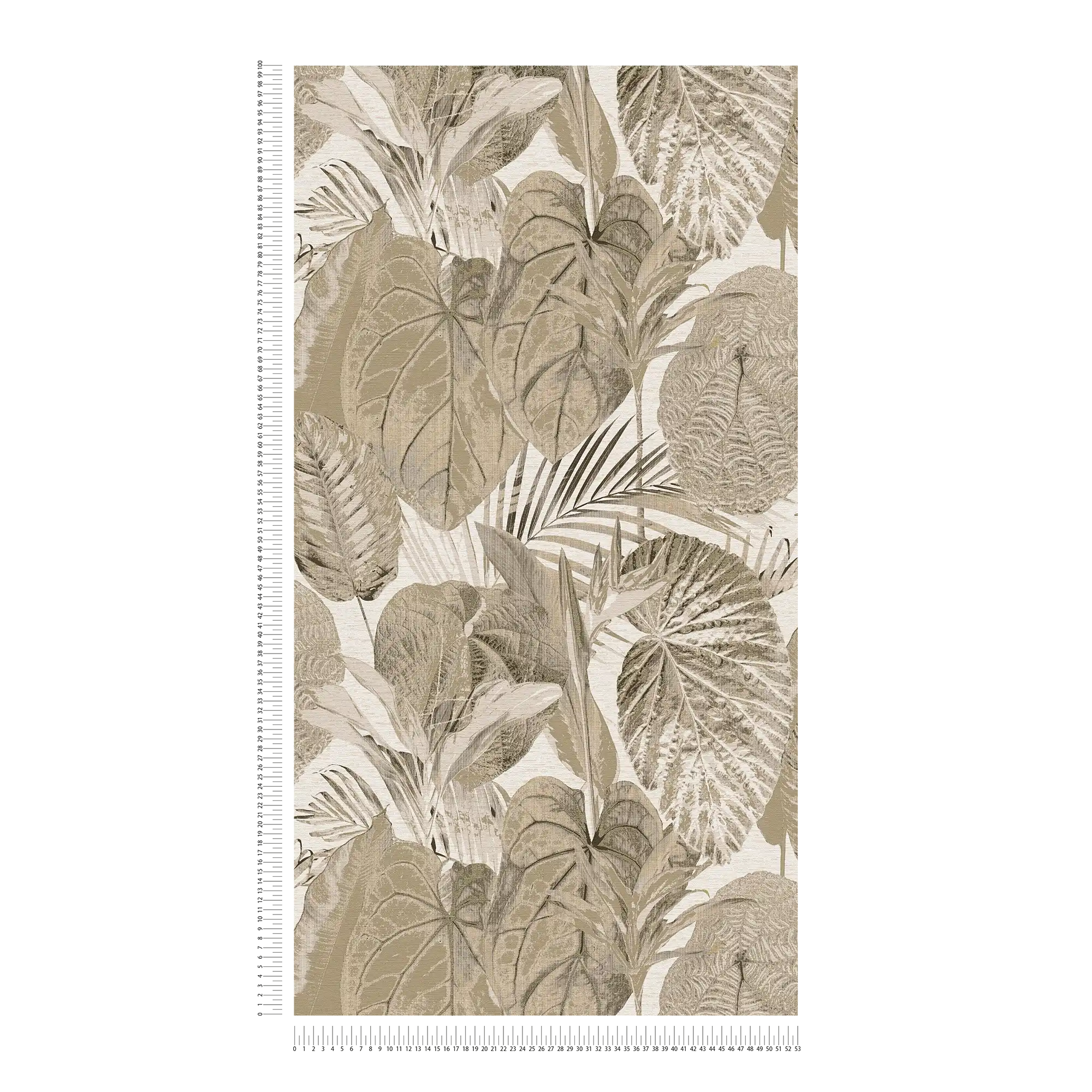             Tapete mit Dschungelmuster leicht strukturiert, matt – Beige, Taupe
        