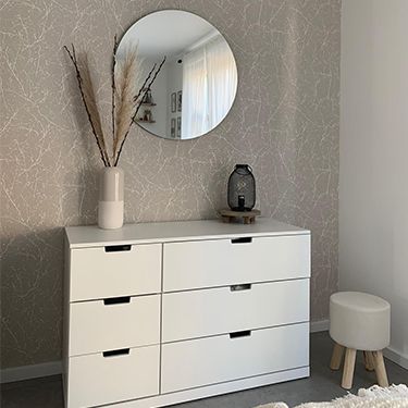 Vliestapete mit Leinenoptik Blüten und Zweige 305071