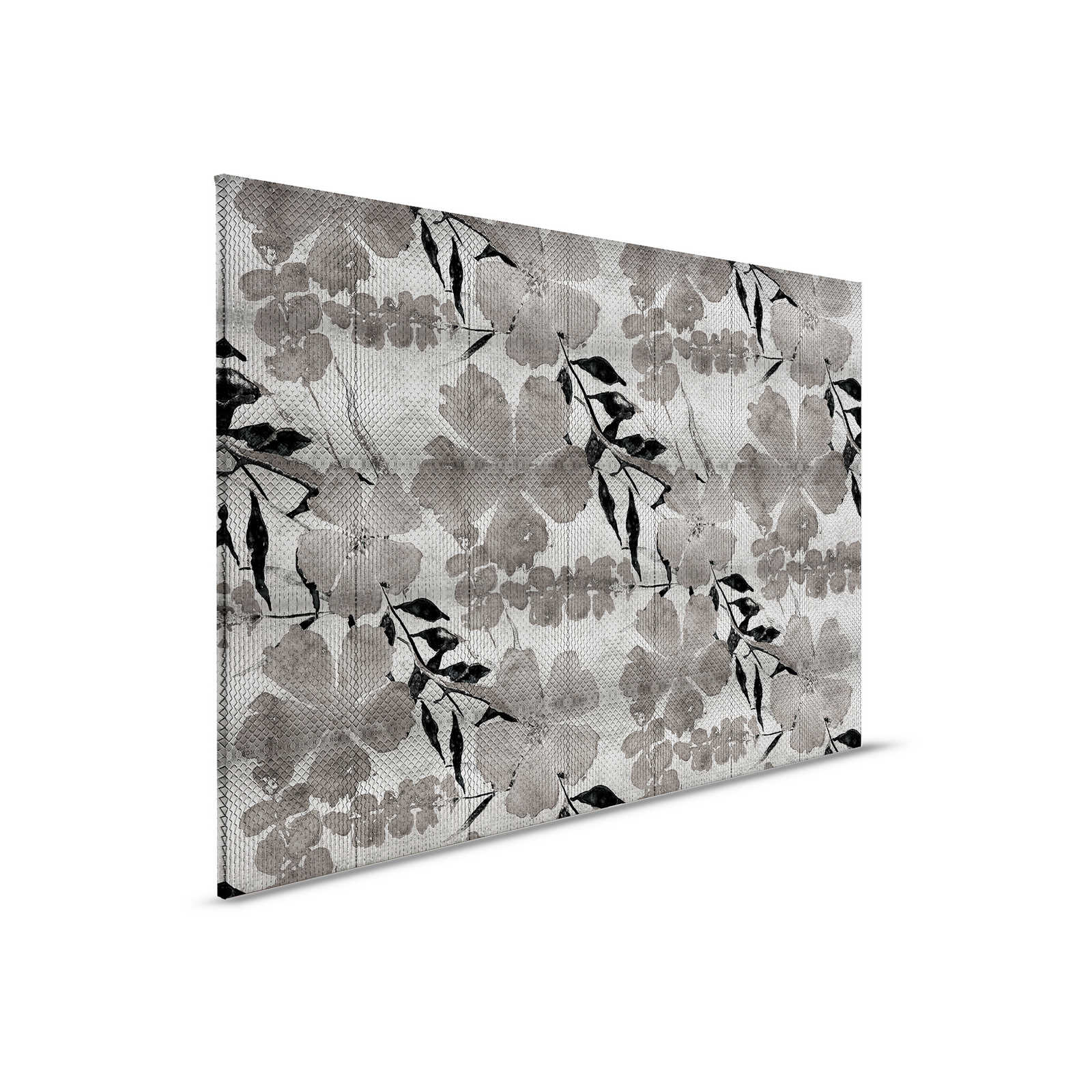         Odessa 3 - Leinwandbild Kirschblüten Muster in Metallic Grau – 0,90 m x 0,60 m
    