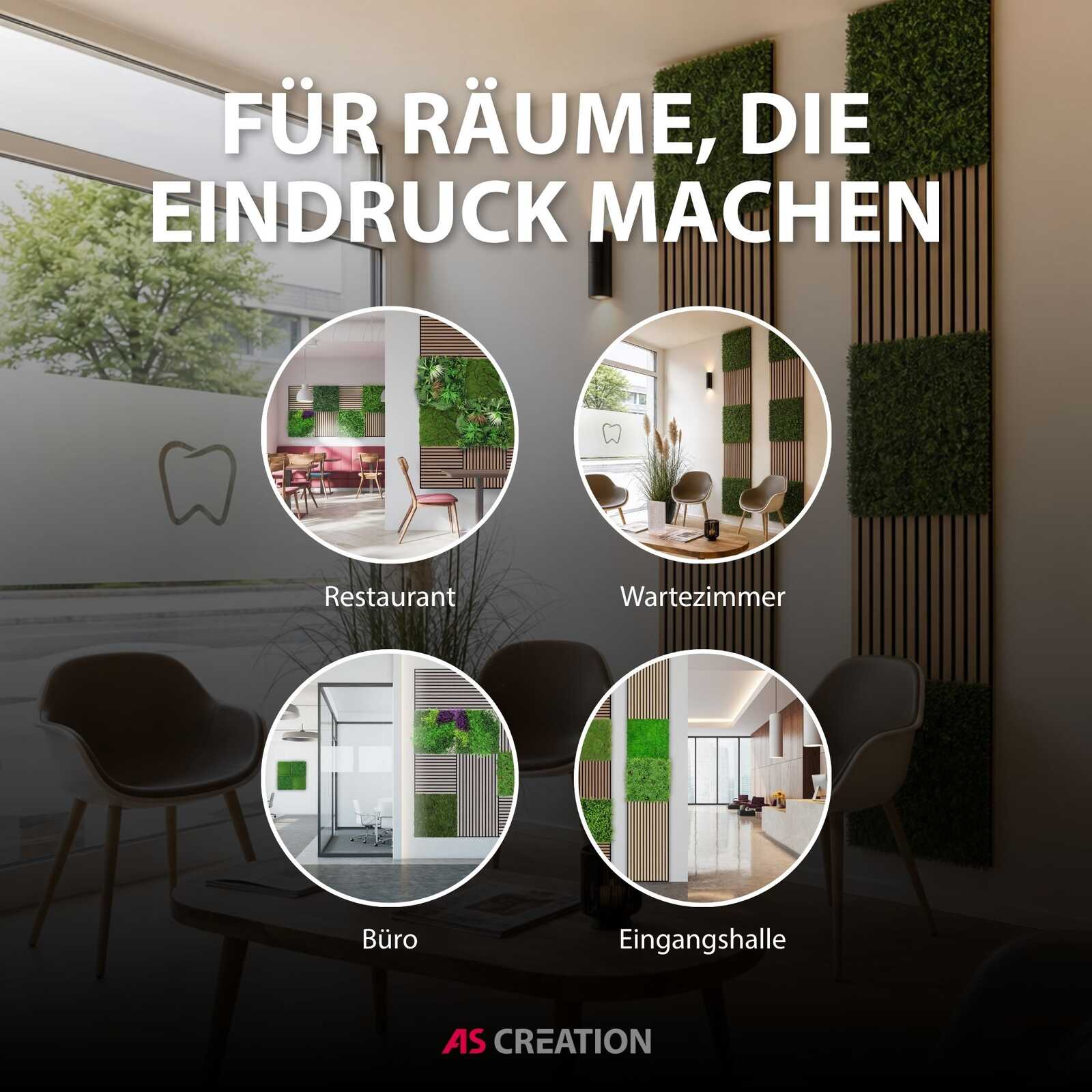 Wanddekor, Grünpflanzen, Vertikale Wandgestaltung, Wartezimmer, Büro