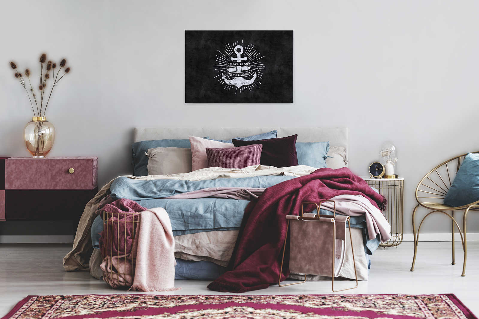             Schwarz-Weißes Leinwandbild Anker Design im Kreidetafel-Look – 0,90 m x 0,60 m
        