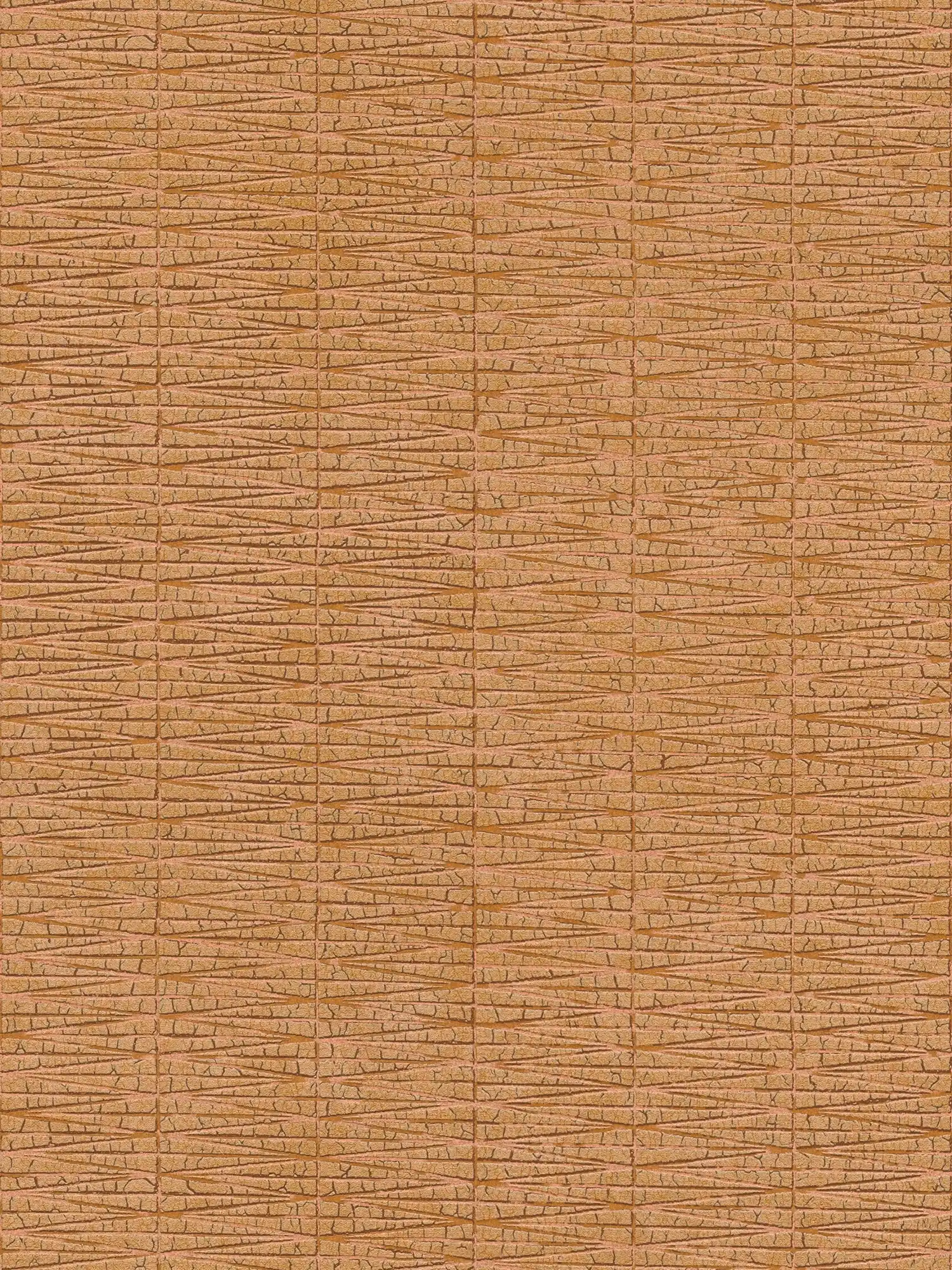         Vliesbehang oranje-bruin met ethno textuur effect - metallic, oranje
    