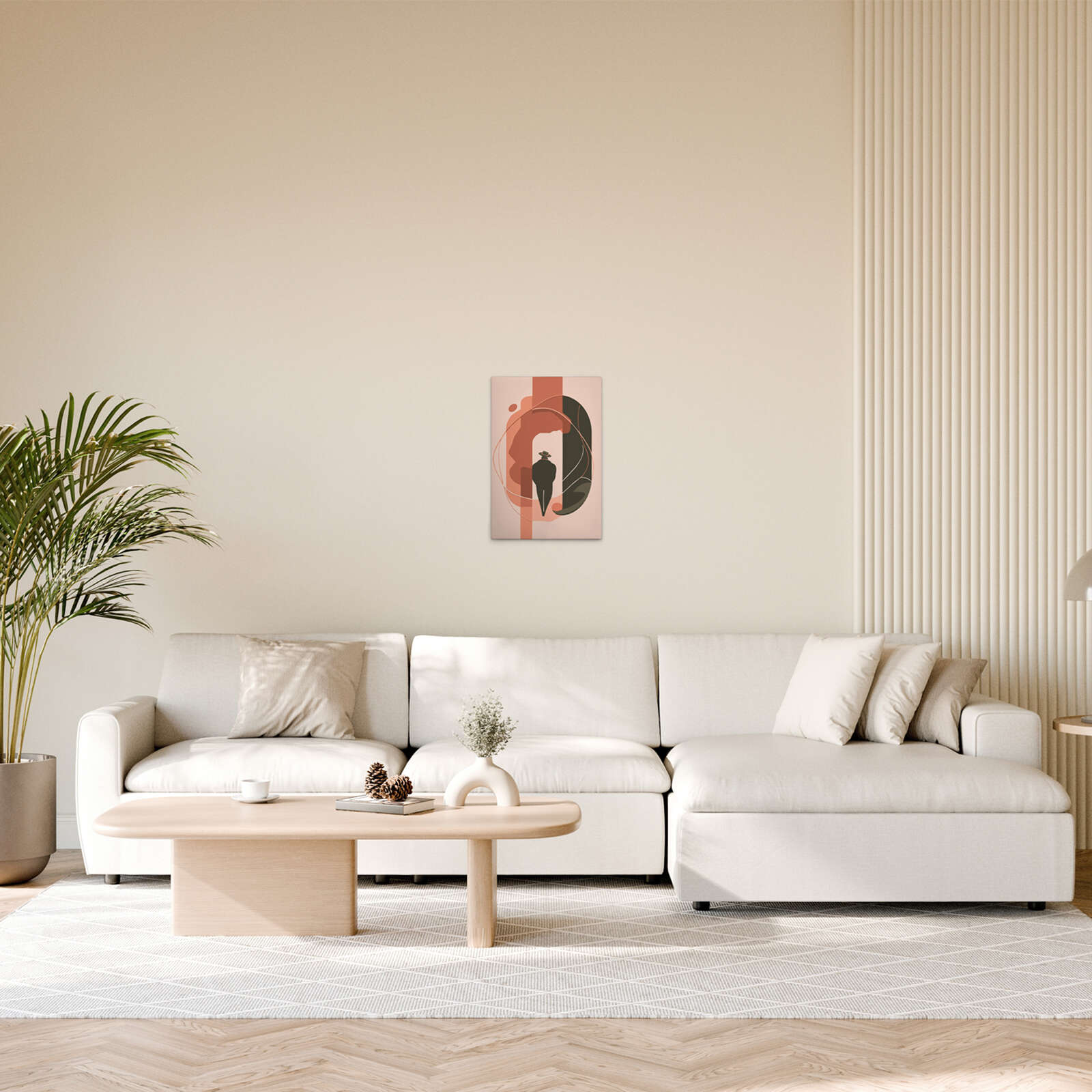 Der Reisende - Mystische Illustration mit warmen Akzenten auf Leinwand – 30 x 45 cm - Beige, Orange