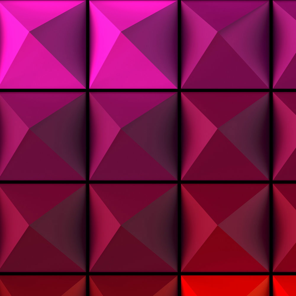             Futuristische Vliestapete – 3D Fototapete in Neonfarben mit geometrischem Design – Bunt, Rot
        