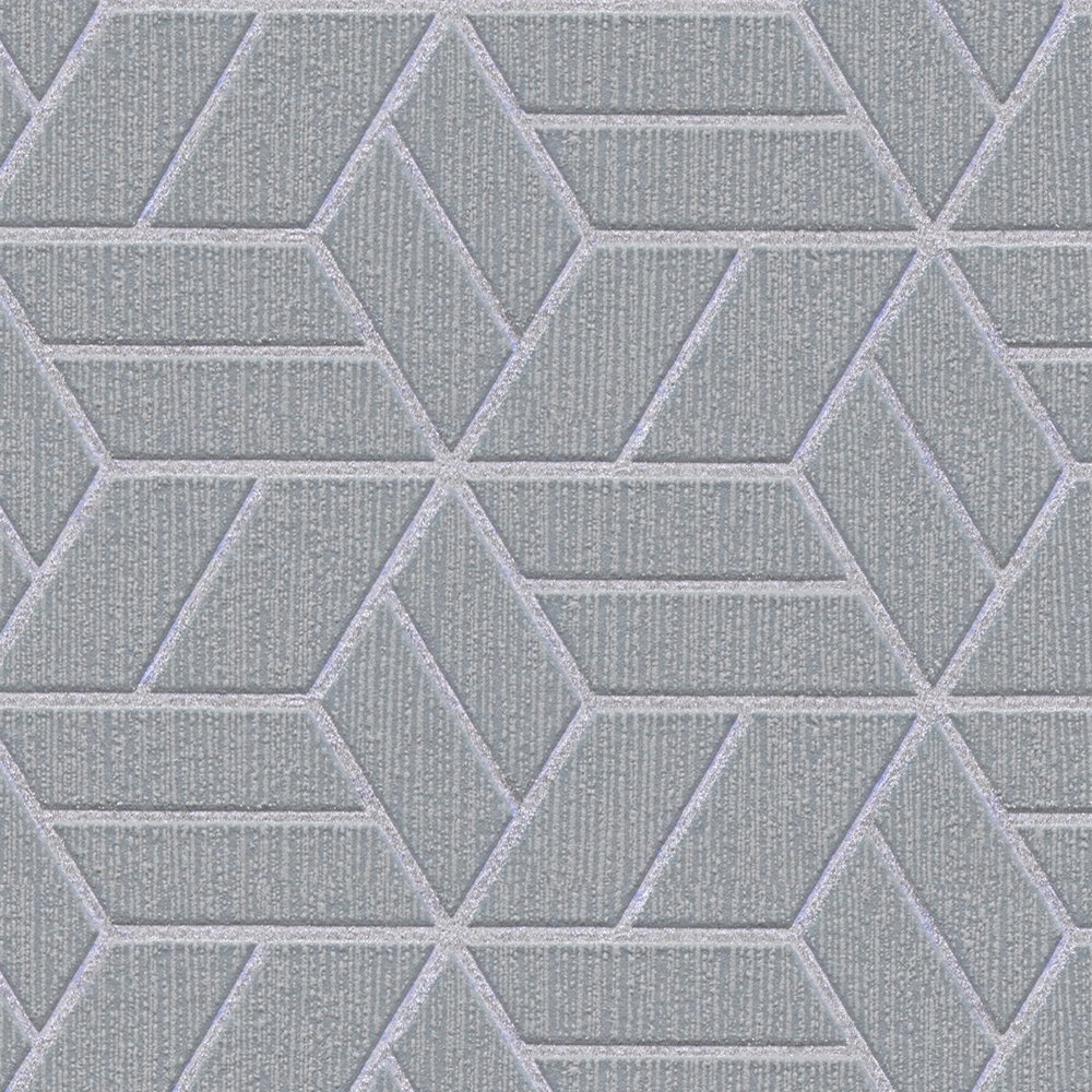 Tapete geometrisches Muster &amp; Glitzer-Effekt – Grau, Silber