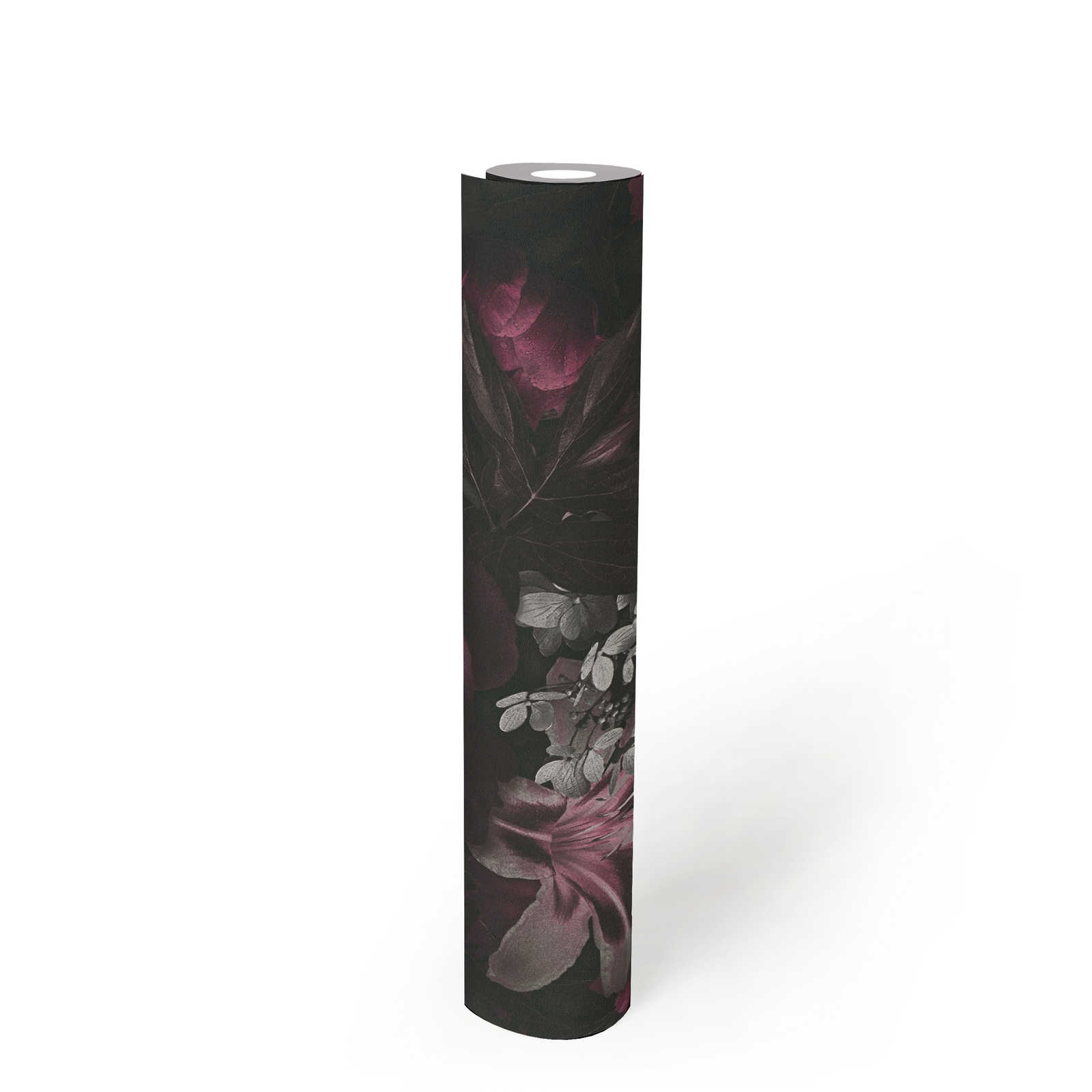             behang rozen & tulpen in klassieke stijl - roze, grijs
        