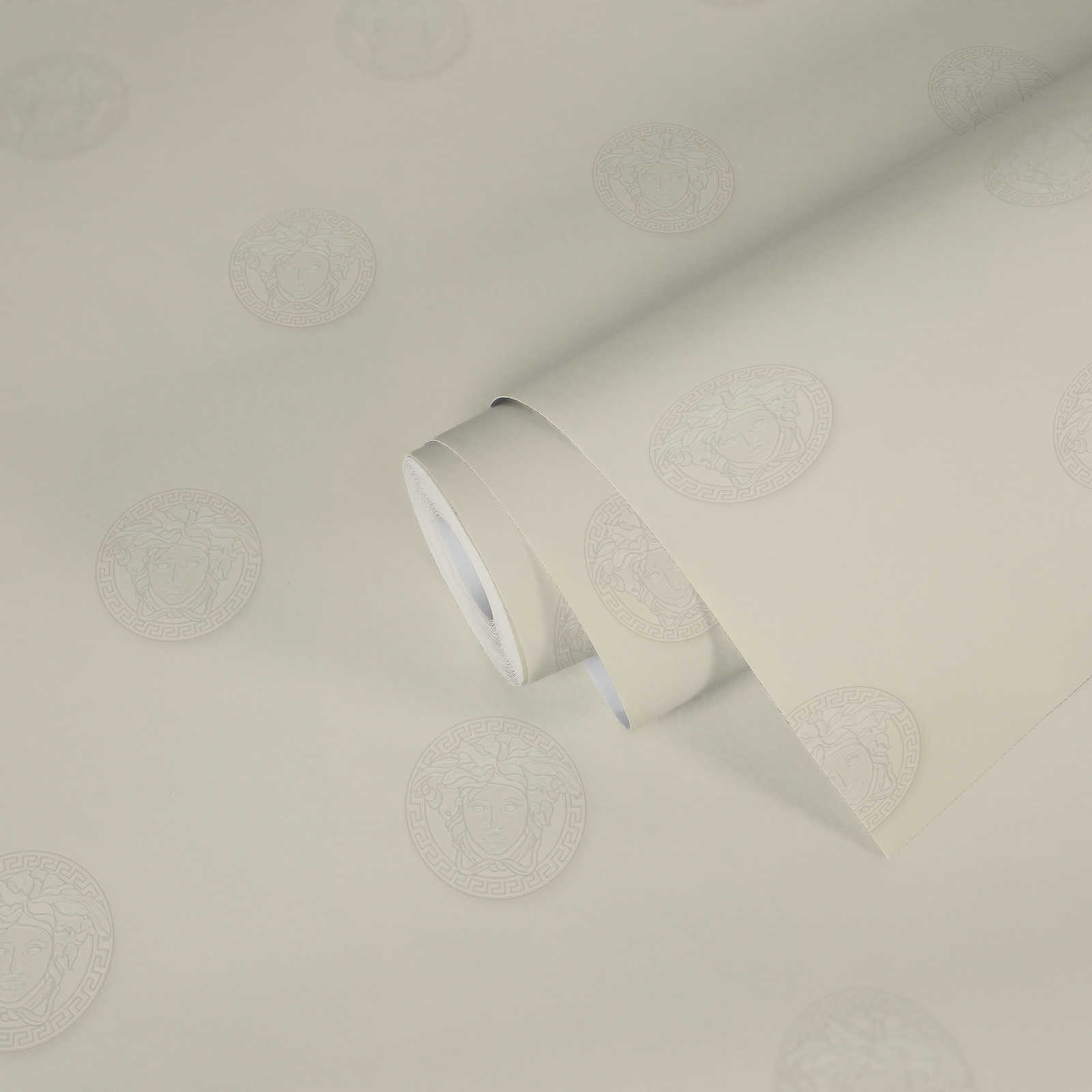             VERSACE Tapete Medusa Emblem – Grau, Weiß
        