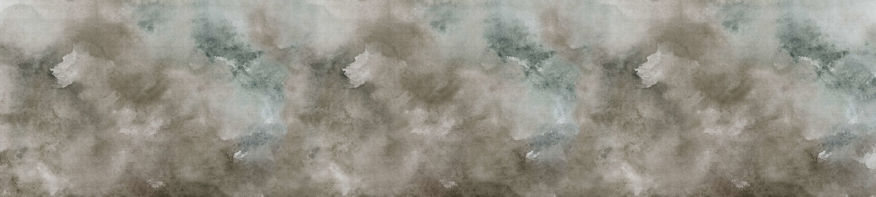 Watercolours 1 - Graue Wasserfarben Digitaldrucktapete in naturleinen Struktur – Beige, Blau | Premium Glattvlies