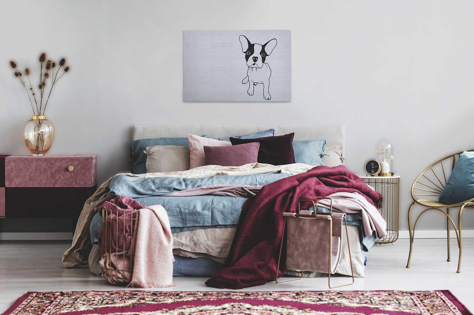             Tattoo you 2 - Leinwandbild französische Bulldogge, Schwarz-Weiß – 0,90 m x 0,60 m
        