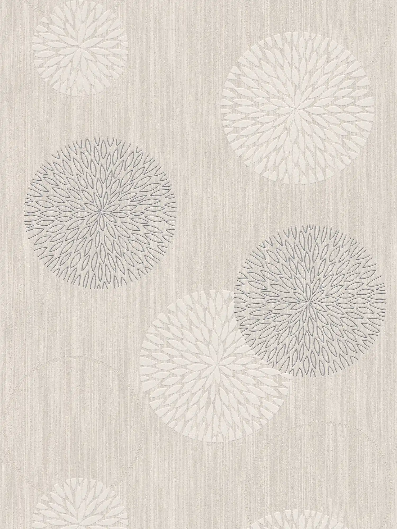         Non-woven wallpaper abstract floral design - beige, metallic
    
