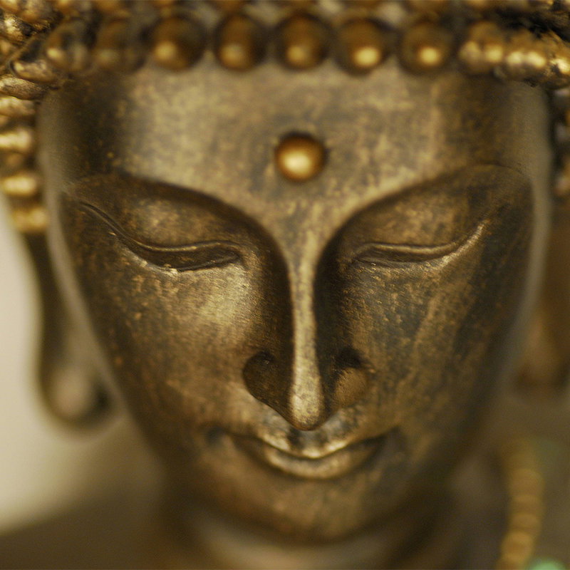 Buddha, Statue, Bronze, Medallion, Beaded headdress